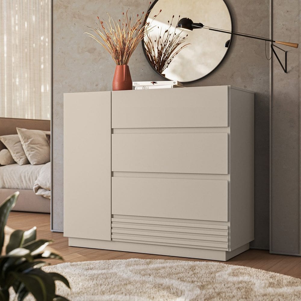 Cômoda Sapateira 1 Porta 4 Gavetas Samambaia Cabecasa Madeiramadeira Off White