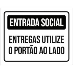 Placa Preta - Entrada Social Entrega Utilizar Ao Lado 18X23