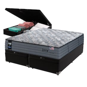 Cama Box Baú Preto e Colchão Queen Joy Molas Ensacadas Sealy