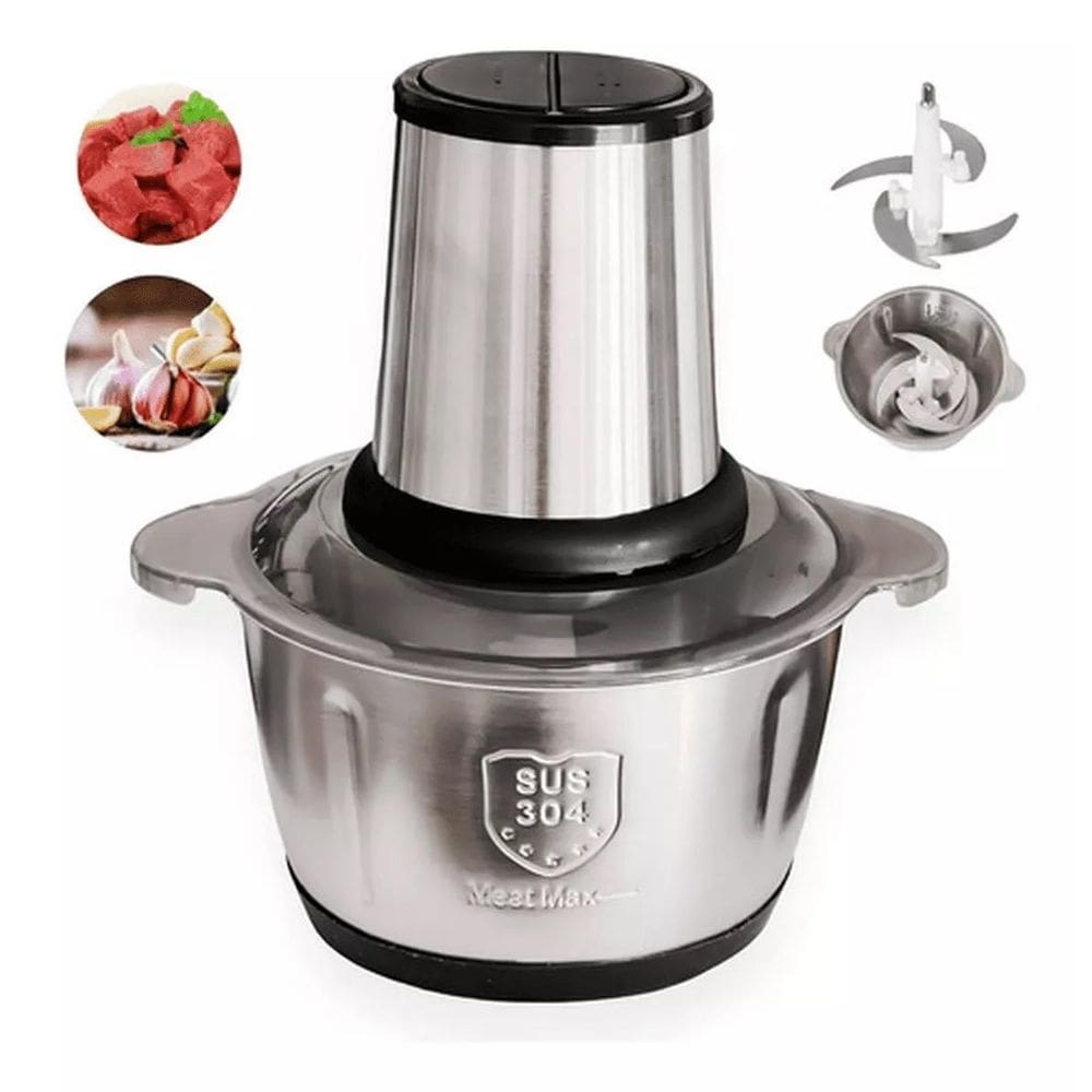 Processador Moedor Alimentos Elétrico Inox Com 4 Lâminas 2L