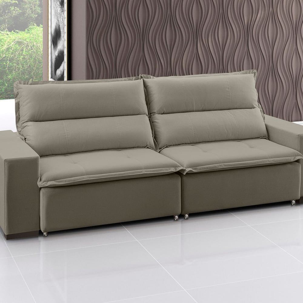 Sofá Supreme - Retrátil / Reclinável 240 Cm Veludo Castor