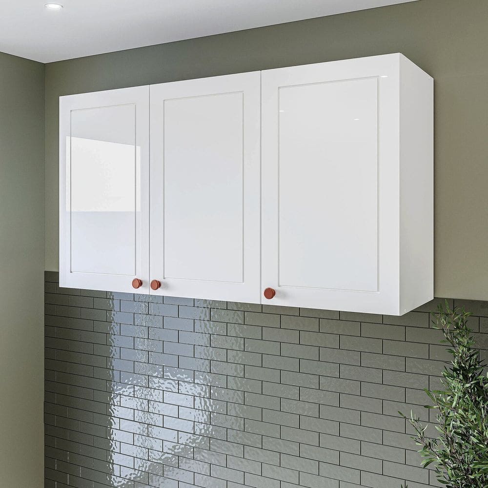 Armário Aéreo 3 Portas 120 Cm Pérola Yescasa Branco