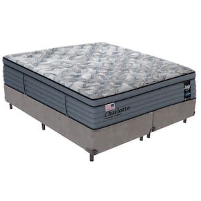 Cama Box Cinza Colchão King Charlotte Molas Ensacadas Sealy