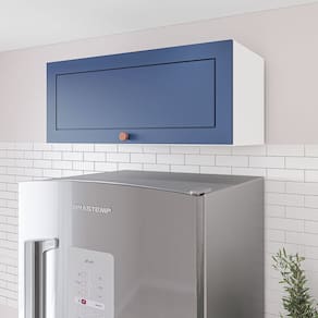 Armário Aéreo 1 Porta Basculante Pérola Yescasa Branco/Azul
