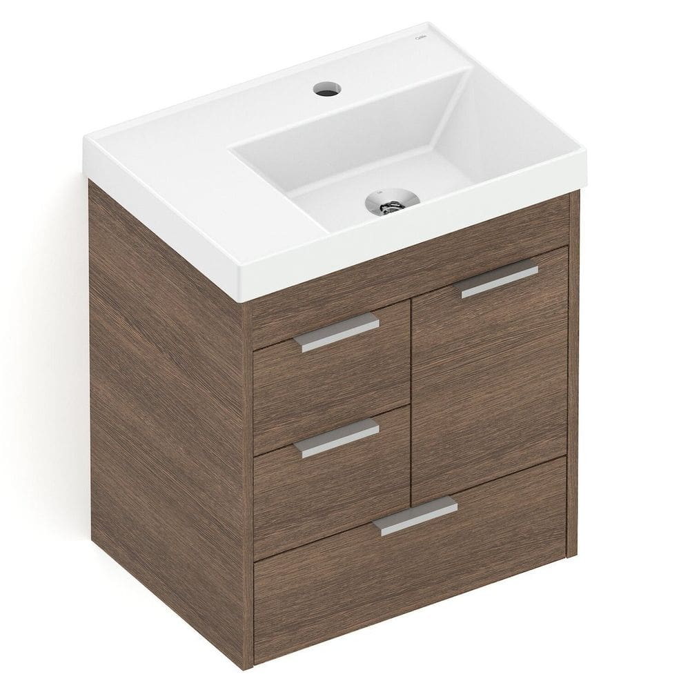 Kit Gabinete com 3 Gavetas e 1 Porta 50x36 Lavatório Integrado Net Wengue