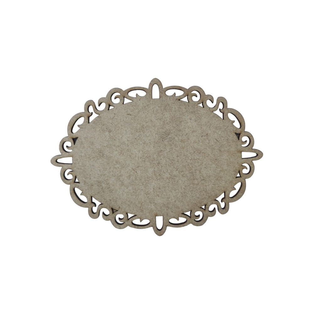 Placa Mdf Cru Artesanato Design Oval Arabesco 40Cm