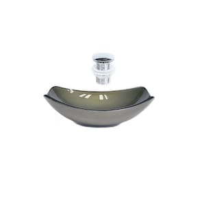 Cuba de Vidro Oval Chanfrada 51cm + Valvula Click Ouro Envelhecido