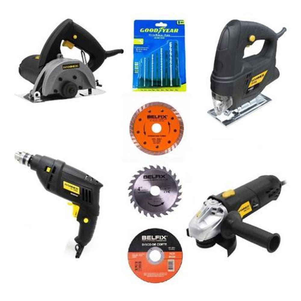 Kit Serra Tico Tico Esmerilhadeira Furadeira Acessorios 110V