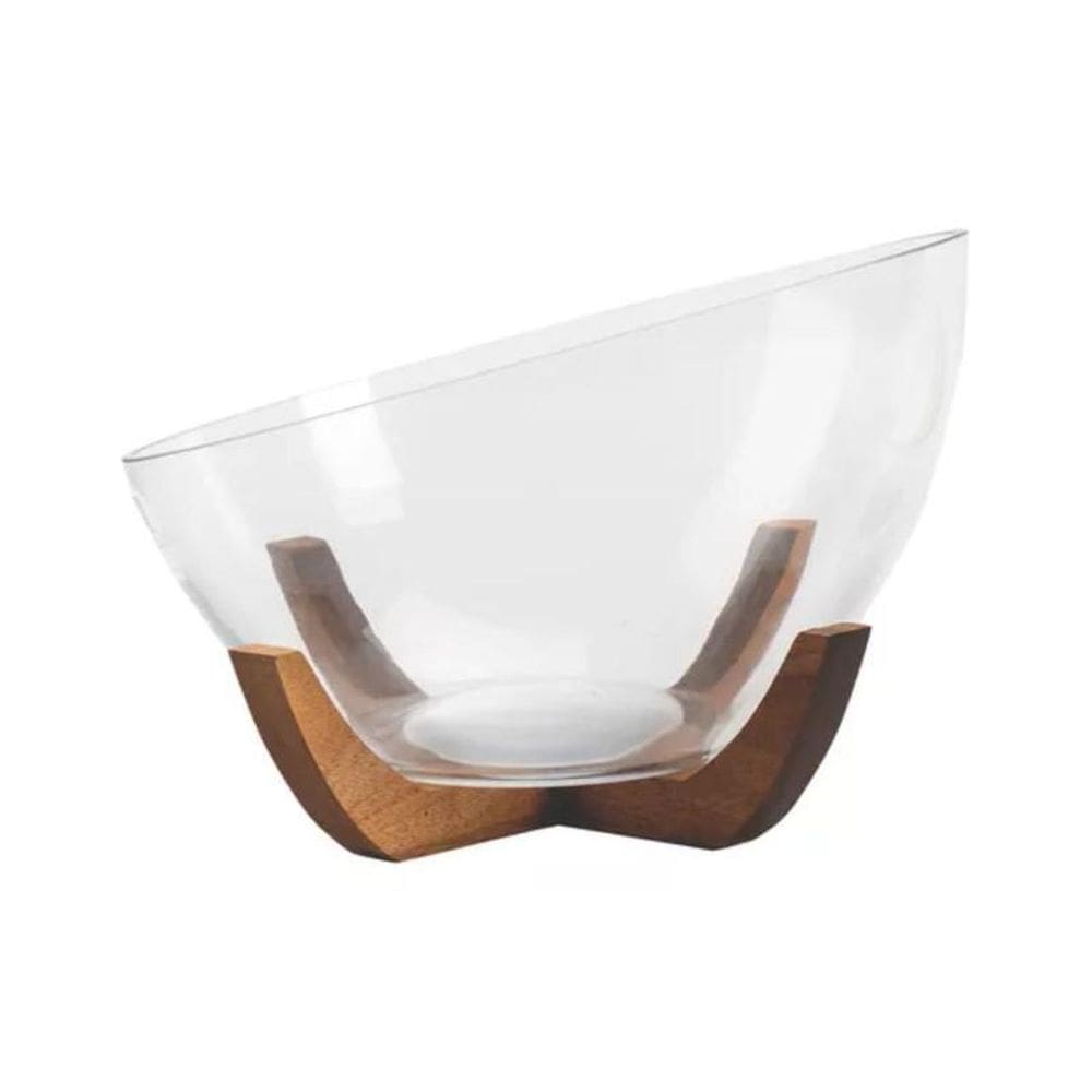 Saladeira De Vidro Com Base 26 Cm Mimo Acácia Vd24046