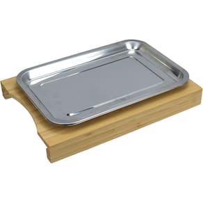 TÁBUA DE CORTE 1 GAVETA COLETORA INOX HOME&CO RETANGULAR BAMBU 4x34x24cm NATURAL