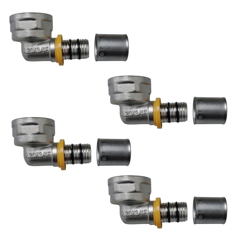 Kit 4 Conexão Joelho Cotovelo Para Gás 90 16Mm Rf 1/2`` Pex