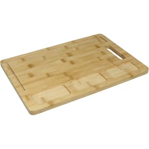 TÁBUA DE CORTE 3 RESERVATORIOS E SULCO HOME&CO RETANGULAR BAMBU 1x38x27cm NATURAL
