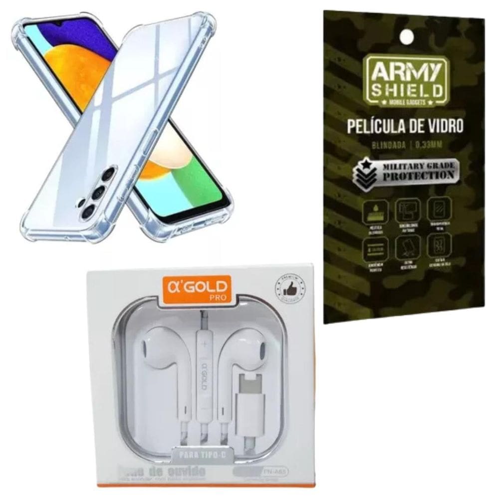 Capa Capinha Para Galaxy M35 + Fone Tipo-C + Pelicula