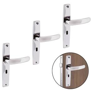 Fechadura Para Porta Interna Aço Inox Cromado Kit 03 Un