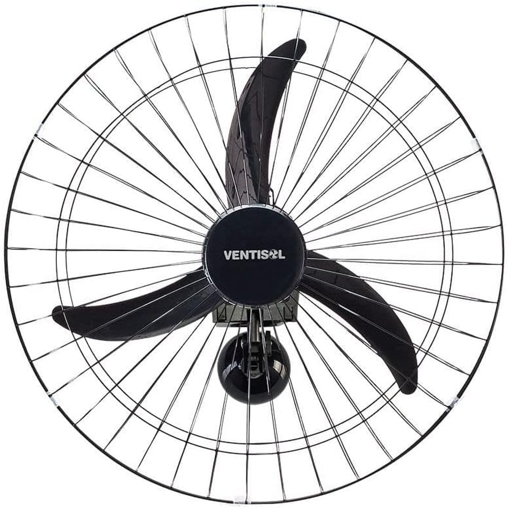 Ventilador de Parede Ventisol Oscilante, 3 Pás Premium, Preto, 60cm - 110V