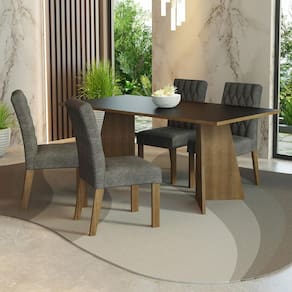 Conjunto Sala de Jantar Mesa Tampo de Madeira 4 Cadeiras Rustic/Preto/Silver Ruby Madesa