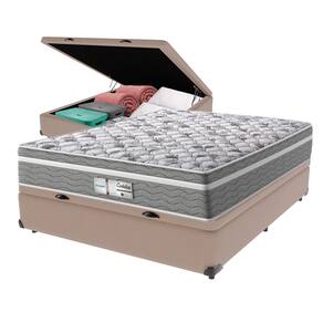 Cama Box Baú Bege e Colchão Casal Evolution Molas Ensacadas Probel