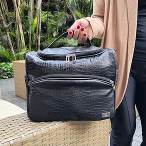 Frasqueira Feminina de Viagem Elegância Preto Croco - Coutre Bolsas