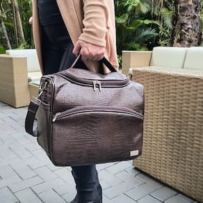 Frasqueira Feminina de Viagem Elegância Marrom Croco - Coutre Bolsas