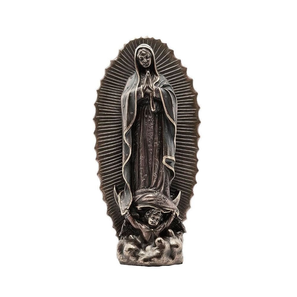 Decoração Escultura Nossa Senhora de Guadalupe Bronze Estátua Resina 23cm