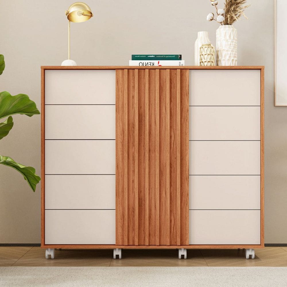 Cômoda 05 Gavetas 02 Portas e Rodízios Pegasus Branco Fosco Caemmun