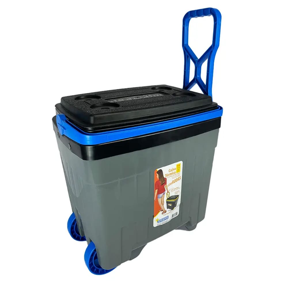 Caixa Termica C/Rodas Cinza E Azul 34L Antares