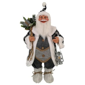 Papai Noel Grande Cinza Xadrez Decoração Natal 70Cm
