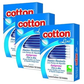 Kit 225 Unidades Hastes Flexíveis Cotton Line 3 Caixas X 75