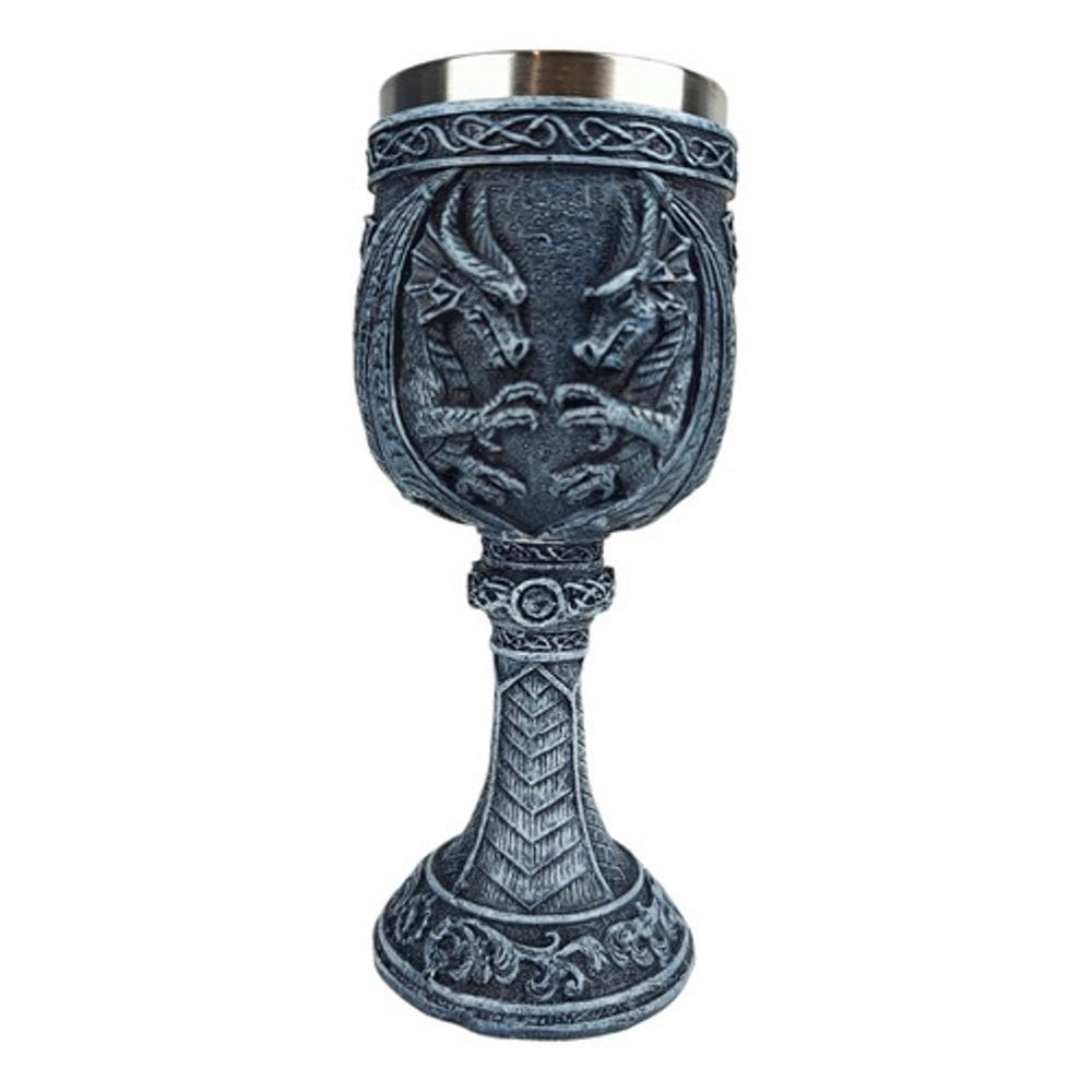 Taça Dois Dragões 3D Azul Aço Inox Game Of Thrones 180Ml