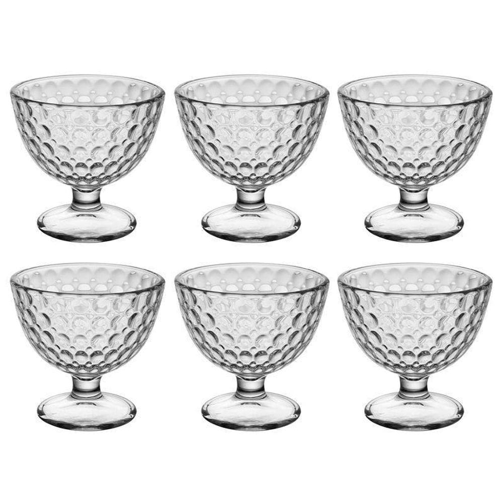 Jogo 06 Taças Para Sobremesa Bolhas Vidro 300Ml Lyor