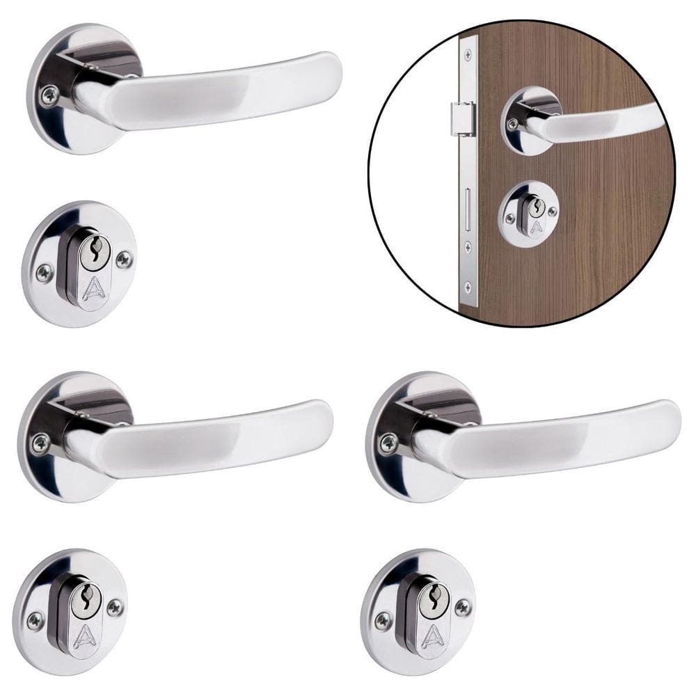 Fechadura Para Porta Externa Perfil Redondo Aço Inox 04 Un