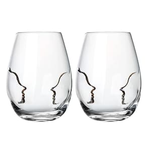 Jogo 2 Copos De Vidro 580Ml Passione Lapidada Escultura Luxo