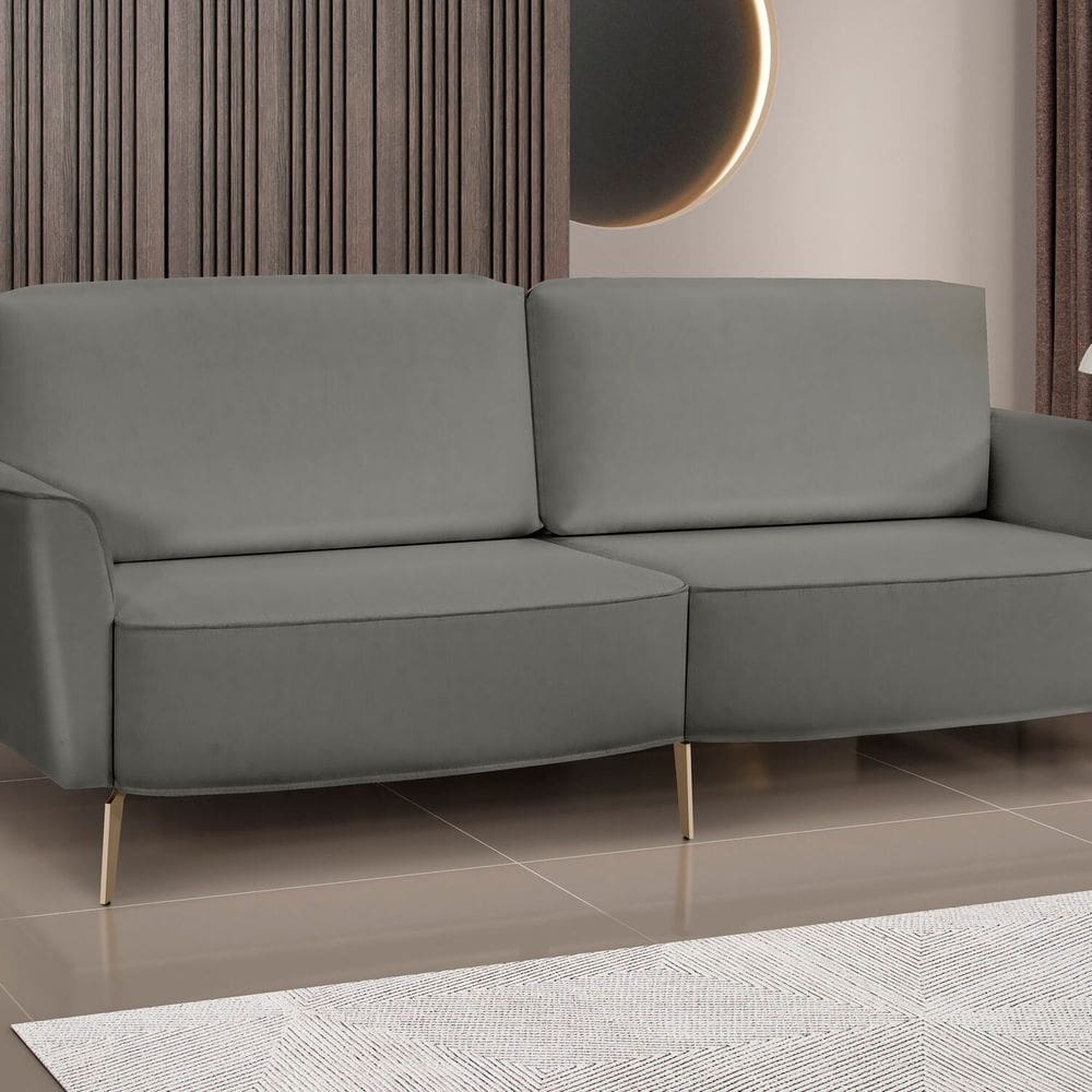 Sofá Vênus 180 Cm Veludo Cinza