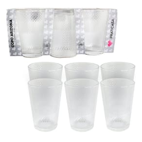 Kit 6 Copos De Vidro 200Ml Arizona Transparente
