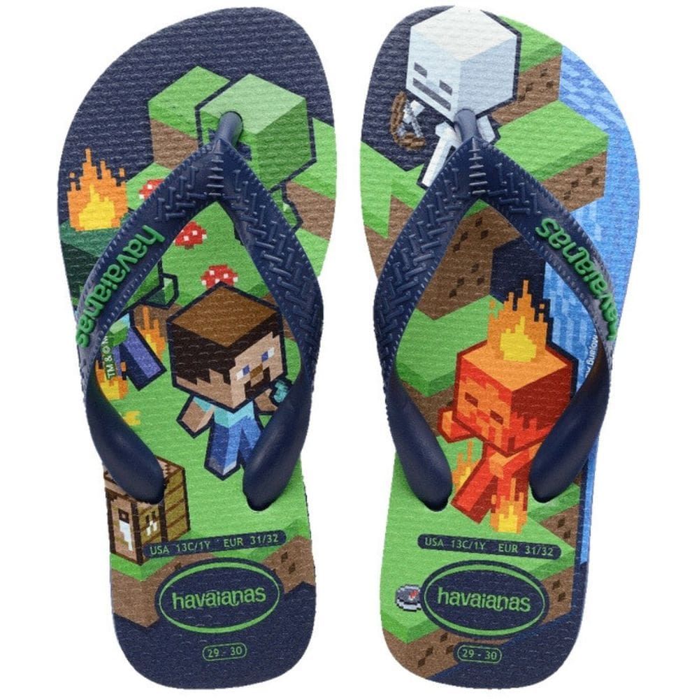 Chinelo Dedo Infantil Menino Casual Dia a Dia Praia Passeio Havaianas Kids Minecraft