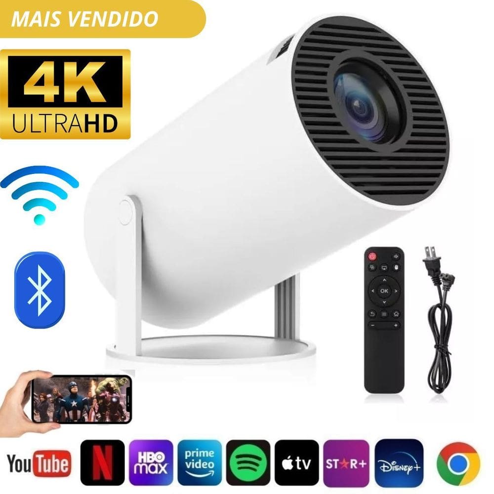 Projetor Android 11 Hd Hy300 Branco - 4K Entrega Rápida