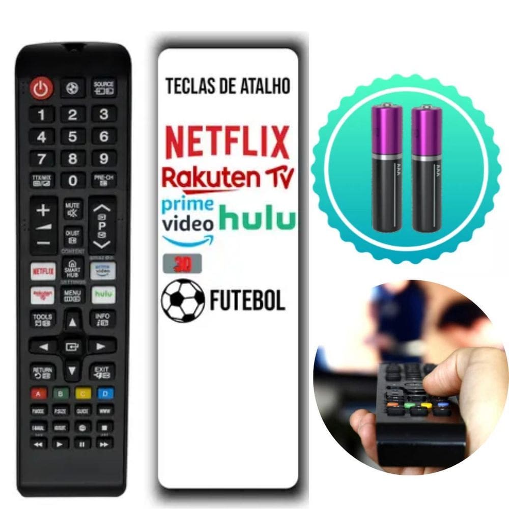 Controle Remoto Tv Samsung + Pilhas Inclusas