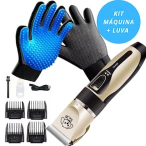 Kit Grooming: Máquina Tosa, Lixa, Alicate E Luva Praticidade