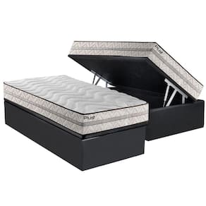 Cama Box Baú Solteiro: Colchão Espuma Paropas D33 Pasquale Plus Euro Pillow + Base CRC Suede Gray(88x188)