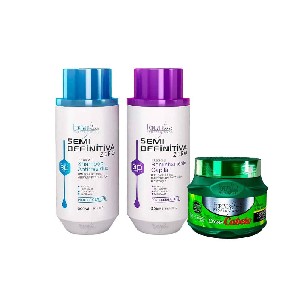 Kit Progressiva Semi 3D e Máscara Cresce Cabelo Forever Liss