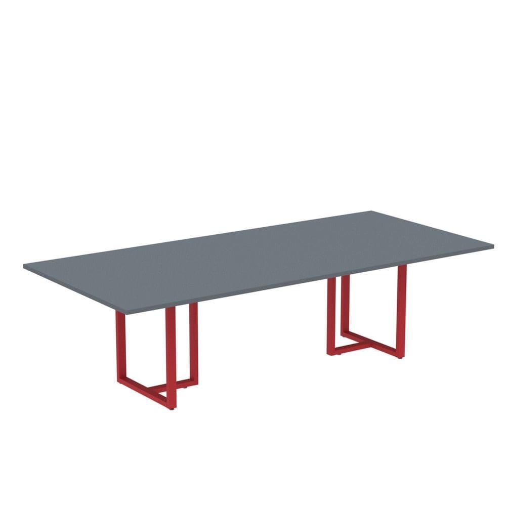Mesa de Reunião Retangular 200x90cm Mr2000p25tub Grafito/Vermelho