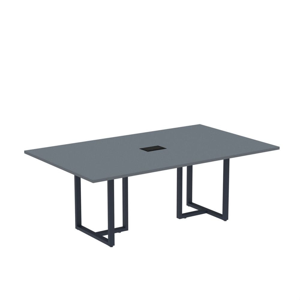 Mesa de Reunião Retangular com Power Box 200x90cm Mr2000p25tub Grafito/Azul delrei