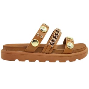 Tamanco Feminino Papete Casual Dia a Dia Flatform Metalizado Vizzano 6510.102