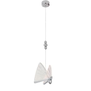 Pendente Borboleta Prata Metal 24cm 6W 3000K