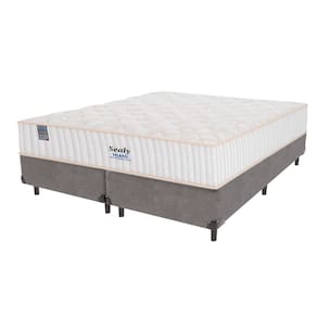 Cama Box Cinza e Colchão King Miami Molas Ensacadas Sealy