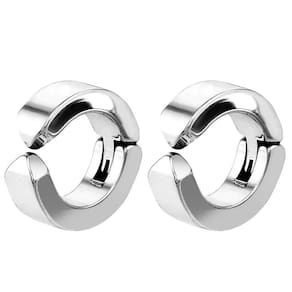 Brinco Argola Masculino Pressão Aço Inox 1 Par + Feminino