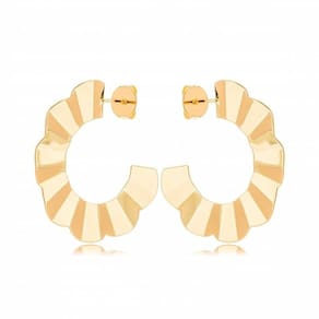 Brinco Argola Detalhada Banho De Ouro Amarelo De 18K