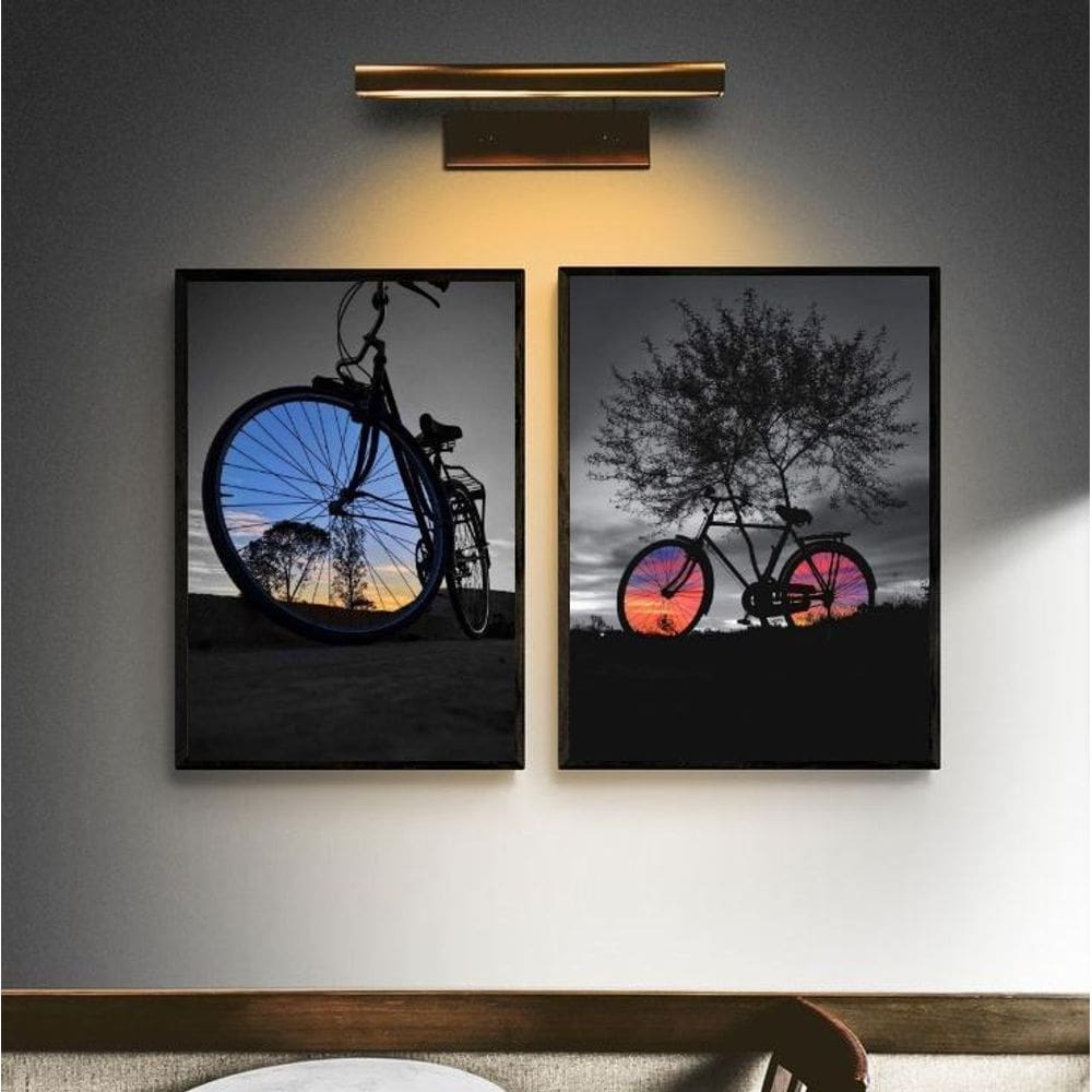 Kit 2 Quadros Decorativos Bike - Paisagens 45X34Cm