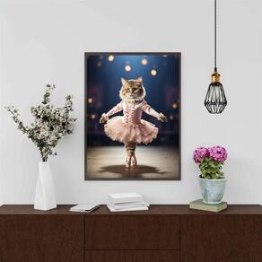 Quadro Decorativo Gatinha Bailarina 33X24Cm