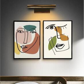 Kit 2 Quadros Abstratos - Traços Pessoas 33X24Cm